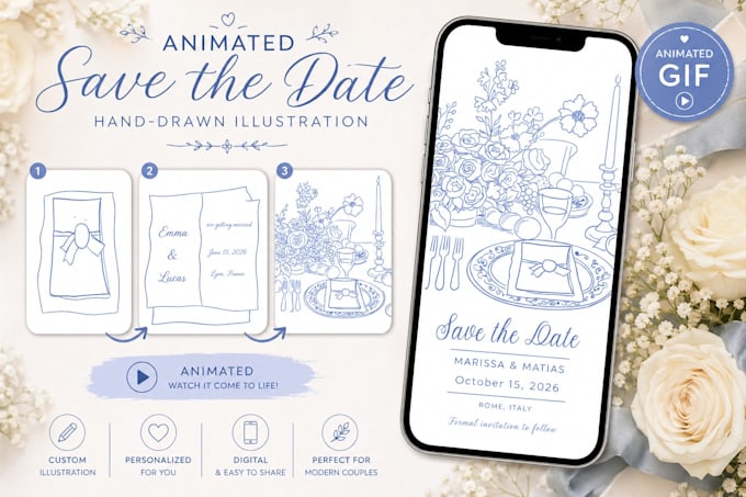 create custom animated wedding invitation video