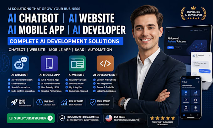 do ai mobile app development ai chatbot website ai websites saas ai developer