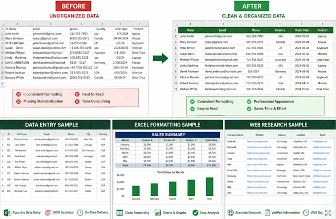do data entry, web research and excel data entry