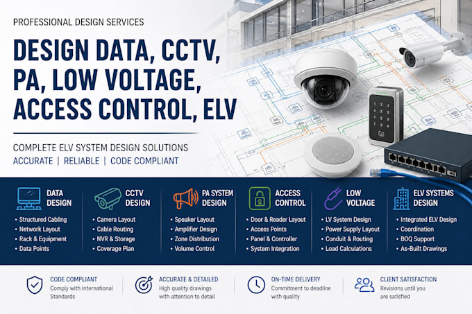 design data, cctv, pa, low voltage, access control, elv