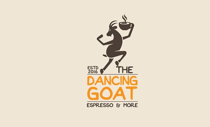 design dancing goat loves coffee cafe logo