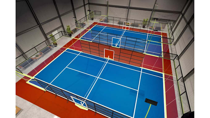 design professional indoor and outdoor 3d padel courts