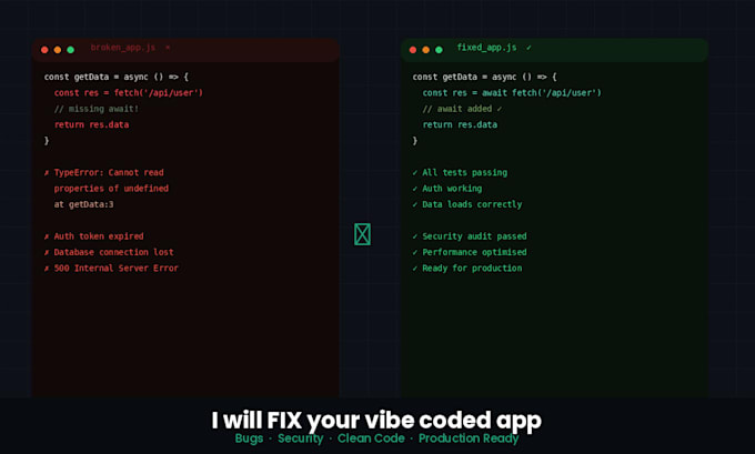 fix, debug, and clean up your ai generated vibe coded app