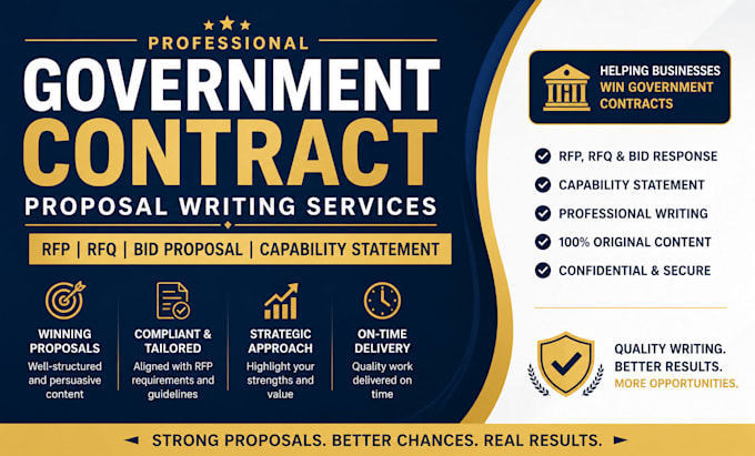 write professional government contract bid proposal, rfp rfq response