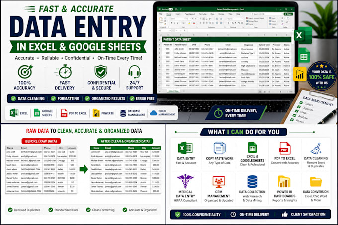 do fast and accurate data entry in excel or google sheets
