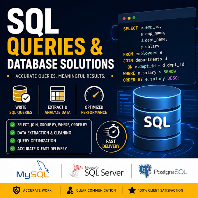 write sql queries, optimize database and analyze your data