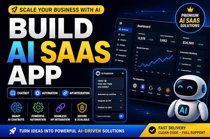develop ai saas web app, ai chatbot integration, ai automation, api integration