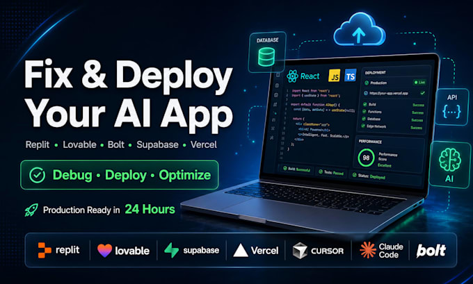 fix bugs in vibe coding, replit ai, lovable, supabase and vercel apps