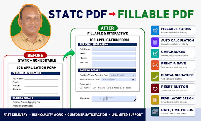 design interactive fillable PDF forms for business