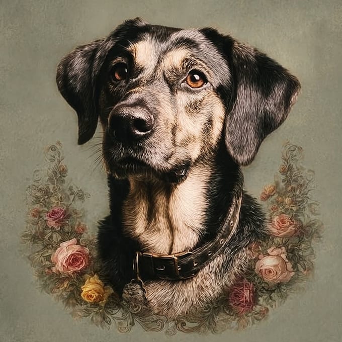 draw memorial pet portrait from photo