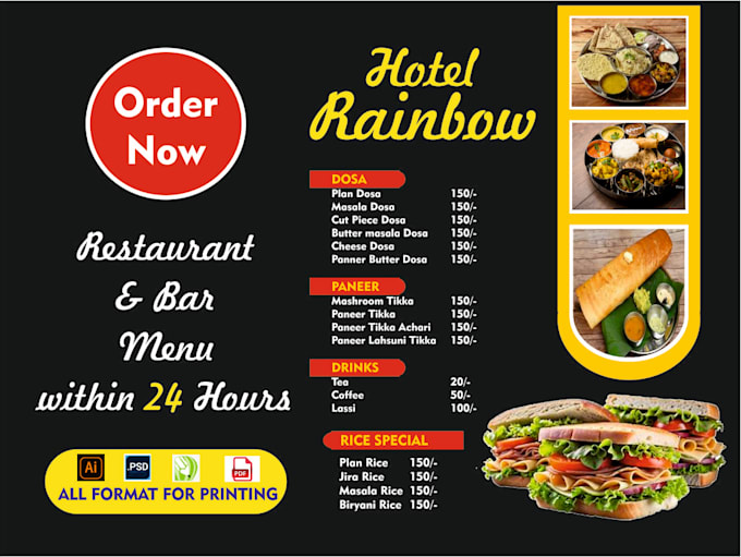 do food menu, restaurant menu , hotel menu