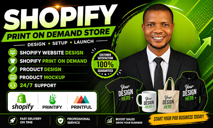 design etsy shopify print on demand store with printify and printful