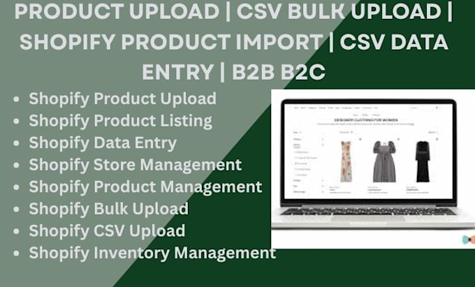 do shopify product upload SEO product listing description, data entry