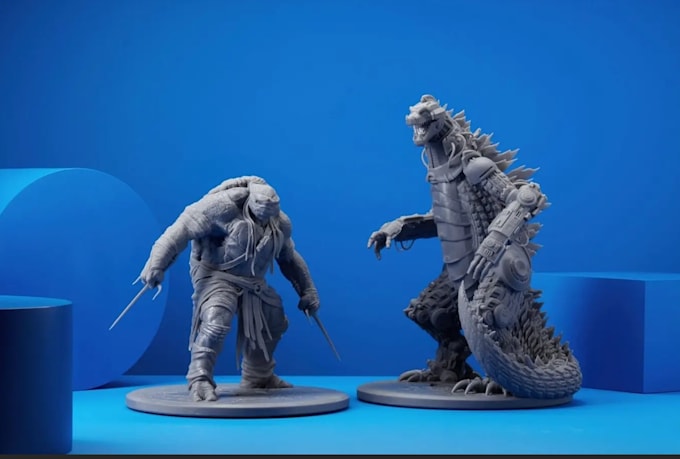 create stl file, design 3d printing with full and half body character