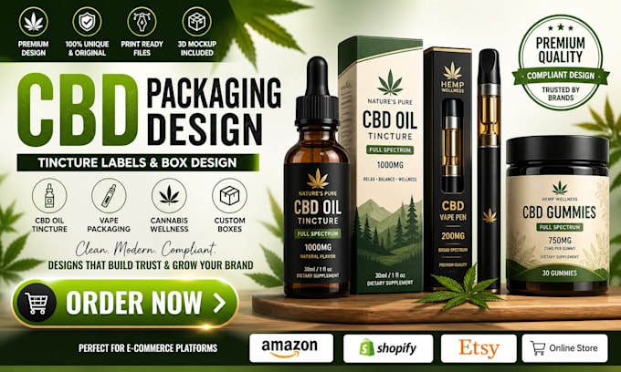 do your cbd vape hemp herbal tincture packaging box design and label