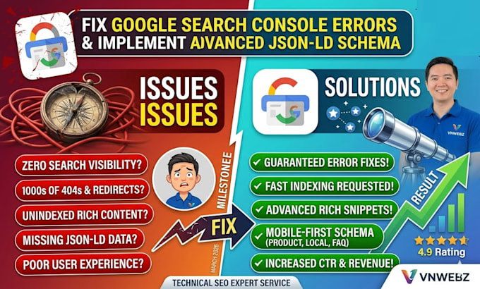 fix google search console errors and implement advanced json schema