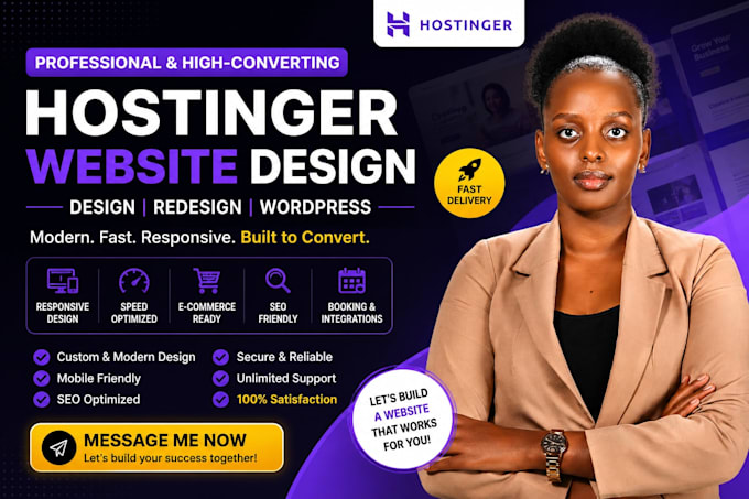 design, redesign, or build a high converting hostinger website or wordpress site