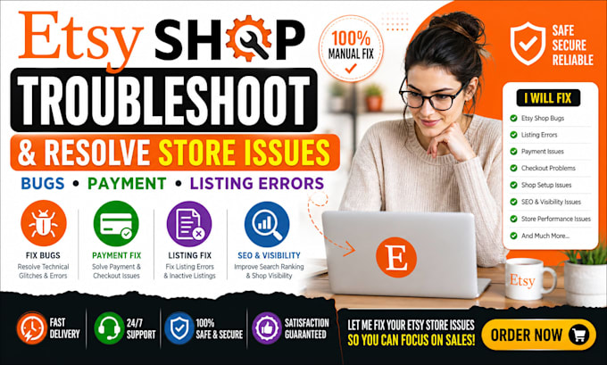 fix etsy shop technical issues, payment errors and listing problems