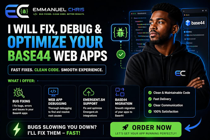 debug and deploy base44 bug fix lovable web app replit debugging emergent sh