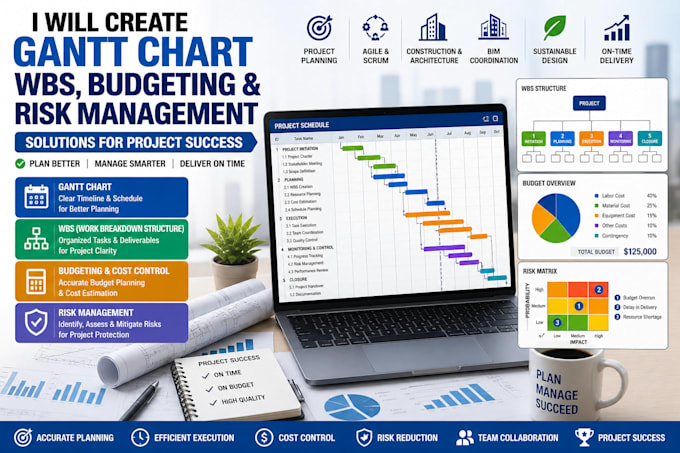 create gantt chart wbs budgeting and risk management solutions