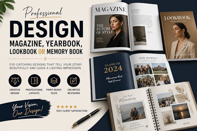 design magazine, yearbook, lookbook or memory book