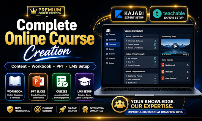 design pro ppt slides, kids elearning course content, workbook, lms course setup