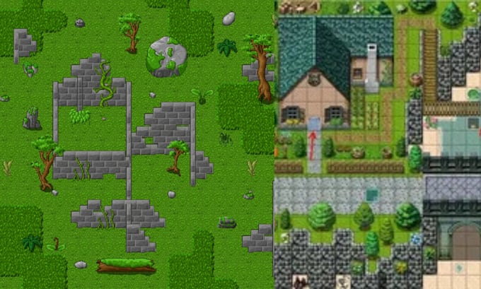 do custom tiled map editor, pixel tilemap, rpg tileset and game environment