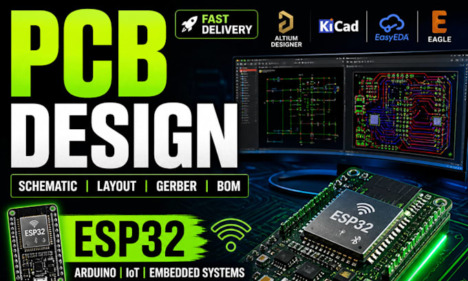 Design pcb schaltkreis pcb layout gerber bom in altium eagle easyeda ...