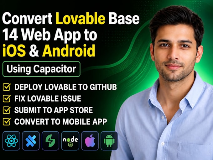 convert loveable ai website, base44, and rork apps to android and ios mobile app