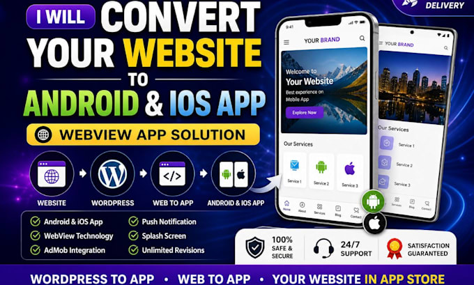 convert your website to android and ios app webview wordpress to app