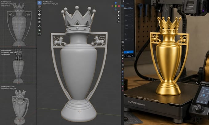 design custom 3d trophy, award models, medals stl for 3d printing, 3mf