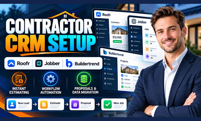 setup wealthbox, redtail, connecteam, roofr, and jobber CRM automation