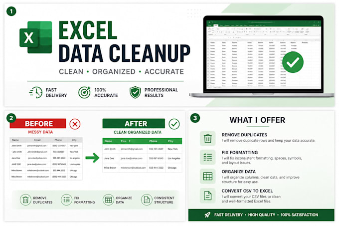 clean, format, and organize your excel or CSV data