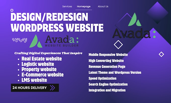 design redesign your wordpress website using avada website builder in 24 hours