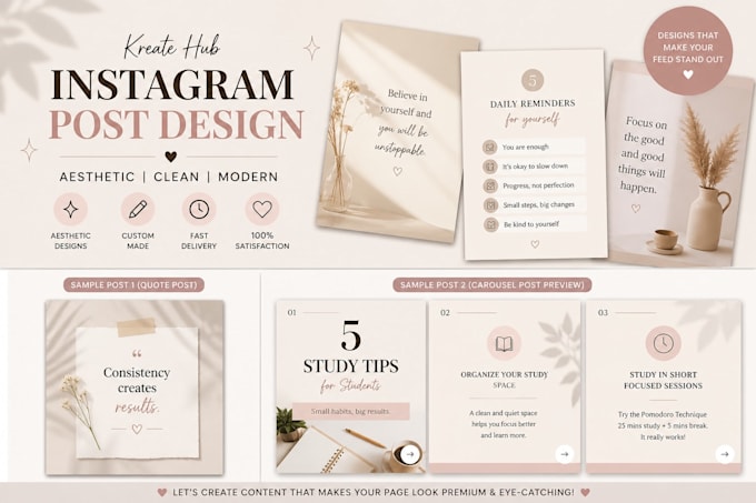 create aesthetic instagram content and post using canva