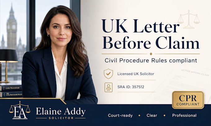 draft a cpr complaint UK letter before claim
