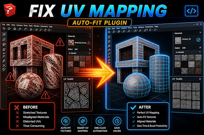 develop a sketchup ruby tool for efficient uv mapping and auto fit automation
