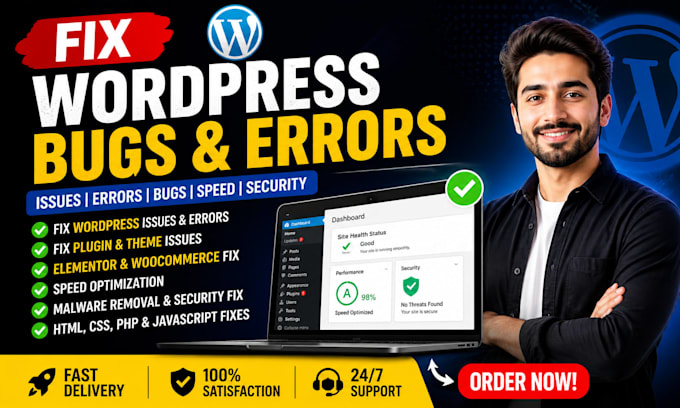 fix wordpress issues, fix errors, wordpress bug fix, fix wordpress website