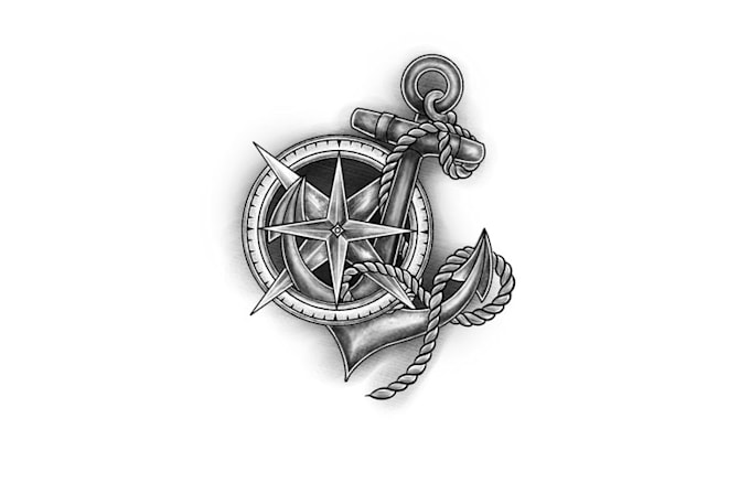 design anniv intertwined anchor compass tattoo logo