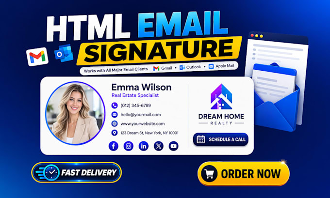 create clickable HTML email signature for gmail outlook
