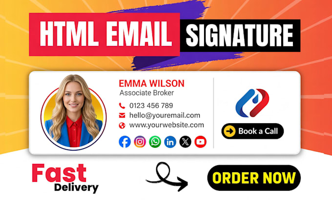 design clickable HTML email signature for gmail outlook