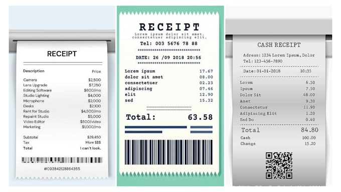 custom editable receipt invoice bill professionally