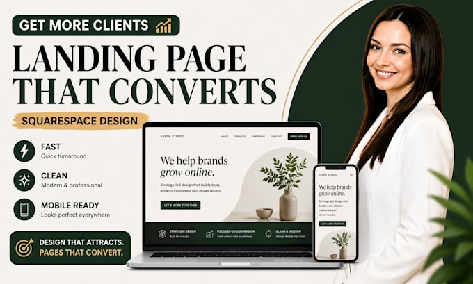 create a clean squarespace landing page that converts