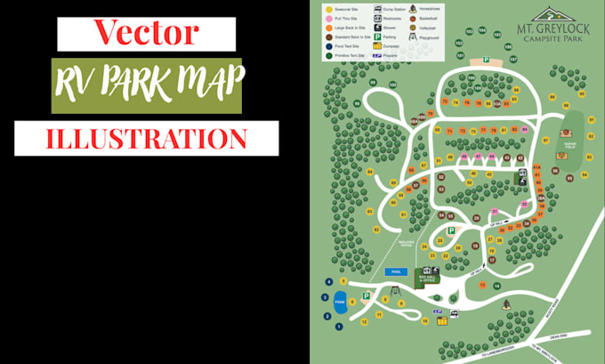 do custom vector campground map, rv park map design for easy navigation