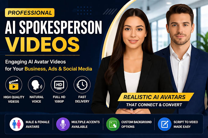 Create a professional ai spokesperson video with avatar by Possimotion ...