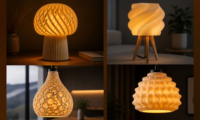 modern 3d printed lamp design  voronoi  organic styles
