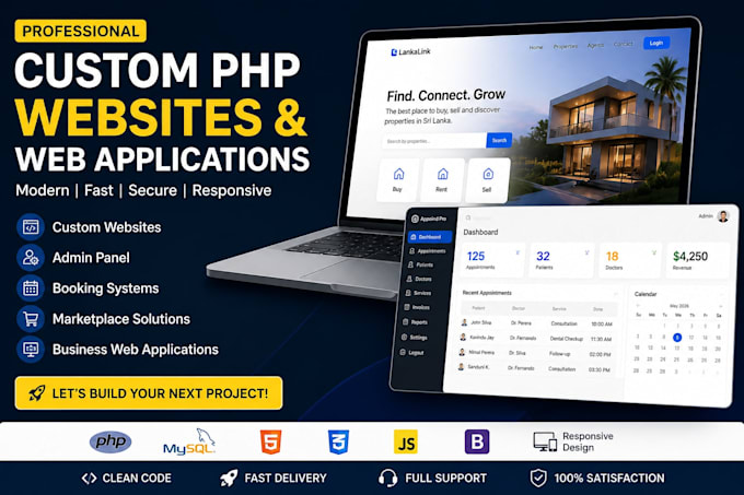 build custom PHP website or web application with admin panel