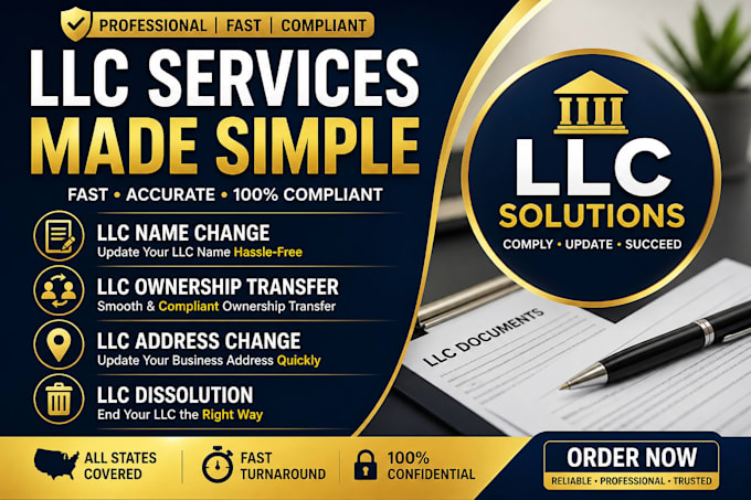 do llc name change, llc ownership transfer, llc address change, llc dissolution