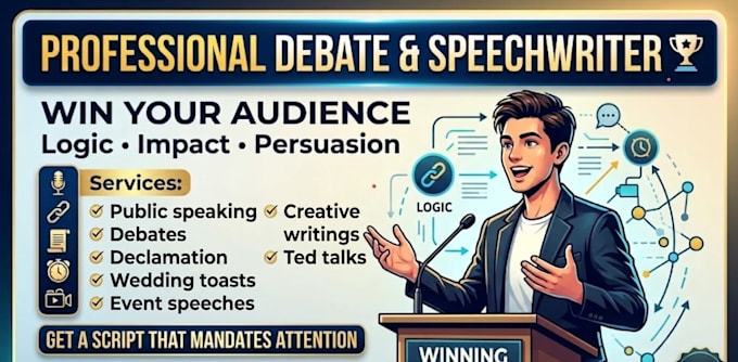 write a speech, debate script and creative writing that wins