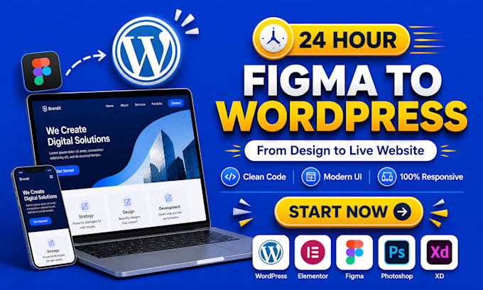 convert figma to wordpress, pixel perfect, responsive in 24 hours